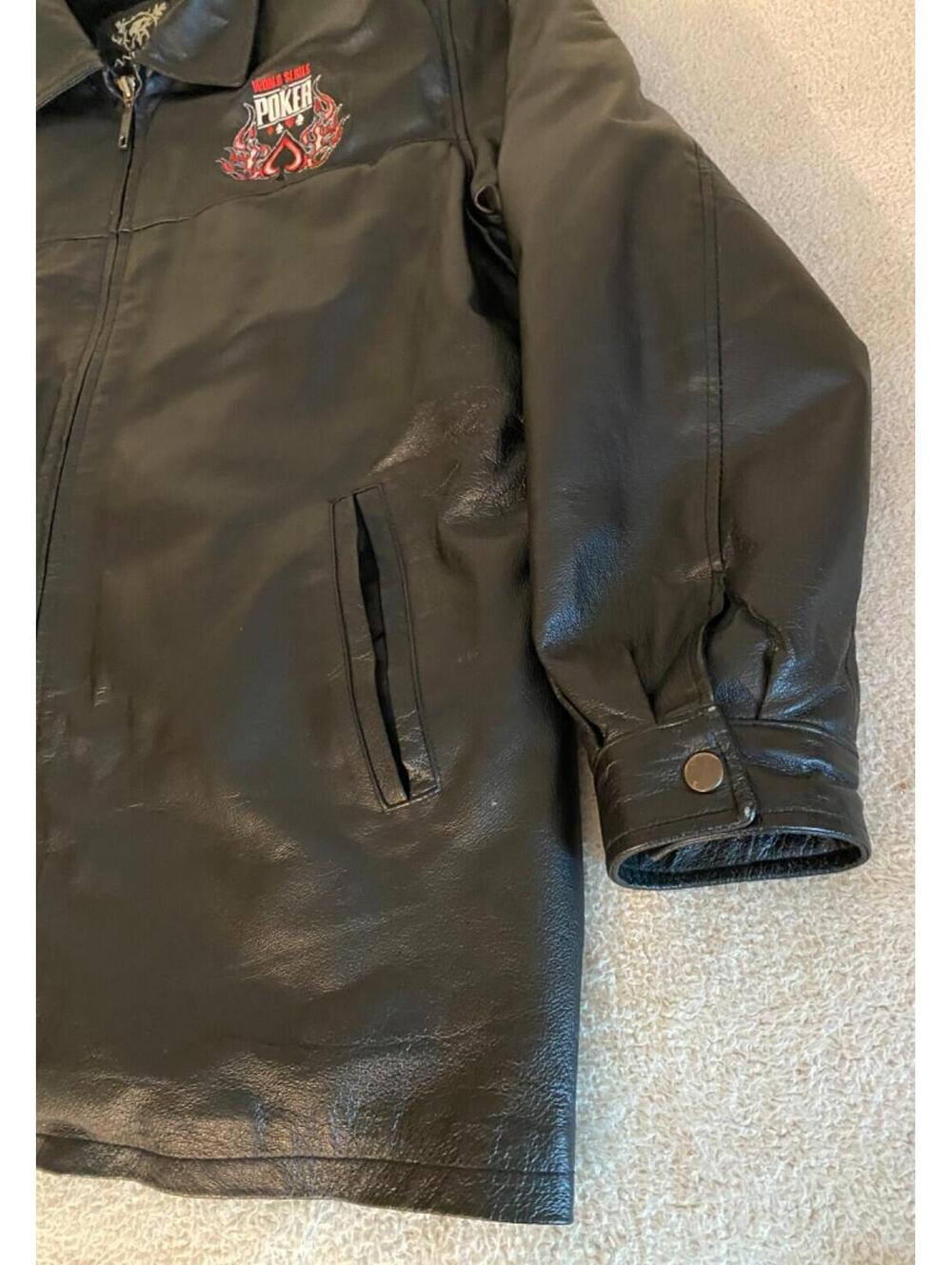 VTG Andrade World Series of Poker Leather Jacket WSOP Large Removable Lining - Picture 4 of 16